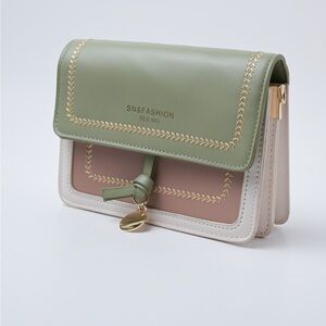 Crossbody Bag with Color-Block Design